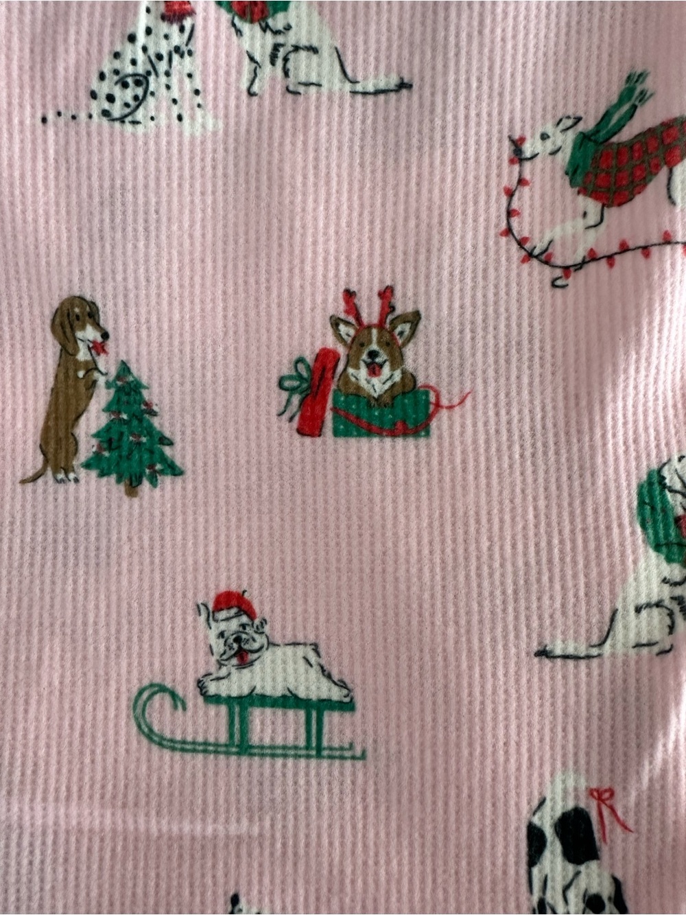 NWT P.J. Salvage Pink Holiday Dog Thermal Pajama Set XS Waffle Knit Christmas - Picture 4 of 6